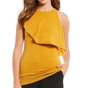 Antonio Melani, 100% Cashmere Sweater. Size Large. Mustard Yellow. Sleeveless.